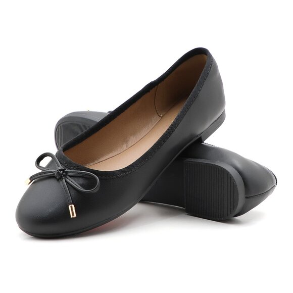 Women's Cushioned Insole Classic Bow Tie Ballerina Flat - Picture 10 of 10